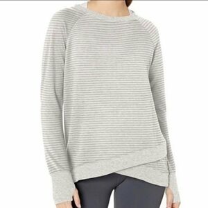 Danskin Striped Lightweight CrossOver Tunic Grey Striped Women's Small S EUC